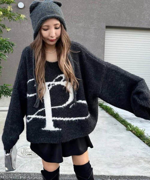 merrylatte（メリーラテ）の「オリジナルロゴハンドメイドルーズモヘアニット【Primaras】（ニット/セーター・レディース・チャコールグレー・FREE）」の12枚目の写真