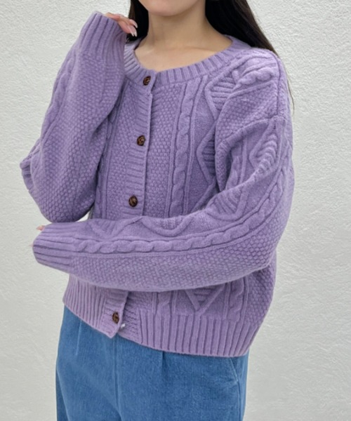 31 Sons de mode（トランテアン　ソン　ドゥ　モード）の「2025秋冬新作 一部店舗限定 ケーブルニットカーディガン（カーディガン/ボレロ・レディース・ホワイト/ベージュ/パープル・ﾌﾘ-）」の15枚目の写真