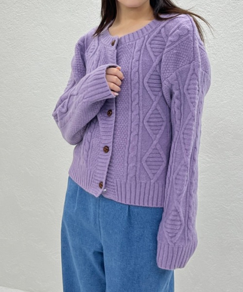 31 Sons de mode（トランテアン　ソン　ドゥ　モード）の「2025秋冬新作 一部店舗限定 ケーブルニットカーディガン（カーディガン/ボレロ・レディース・ホワイト/ベージュ/パープル・ﾌﾘ-）」の16枚目の写真