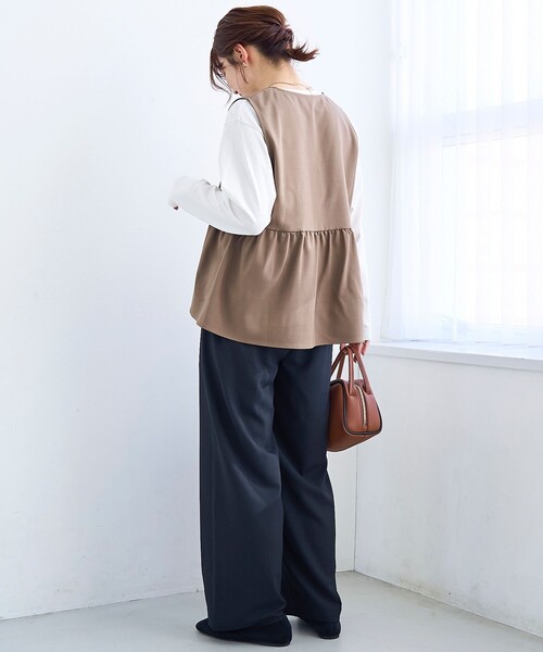 coen（コーエン）の「リネンライク ペプラムジップベスト（ベスト・レディース・ブラック/モカ・FREE）」の10枚目の写真