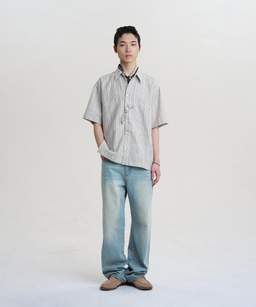 NOISE(ノイズ)の「フェネルリネンストライプシャツ - カーキベージュ(シャツ/ブラウス・レディース・その他・SMALL/MEDIUM/LARGE/X-LARGE)」の10枚目の写真