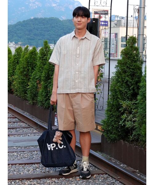 NOISE(ノイズ)の「フェネルリネンストライプシャツ - カーキベージュ(シャツ/ブラウス・レディース・その他・SMALL/MEDIUM/LARGE/X-LARGE)」の14枚目の写真