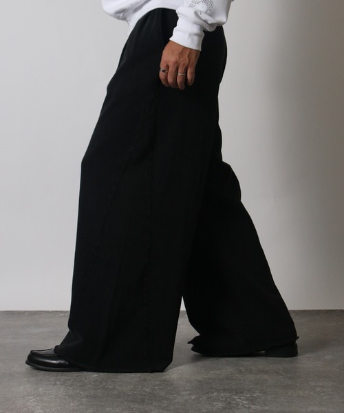 NYLAUS(ナイラス)の「【Nylaus】2026SS 裾カットオフ ベルトループ付き スウェット カーブパンツ バレルパンツ ケミカル加工(スウェットパンツ・メンズ・ブラック系その他/ブラック・M/L/S)」の22枚目の写真