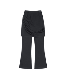 ODD STUDIO | ドレープピンタックミディスカートパンツセット - チャコール(その他パンツ)