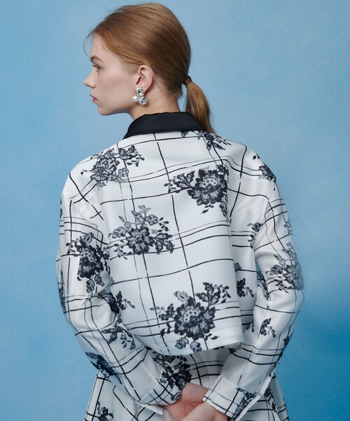 LOULOU WILLOUGHBY（ルルウィルビー）の「【LOULOU WILLOUGHBY】SILK COフラワーチェックシャツブラウス（シャツ/ブラウス・レディース・ホワイト系その他・2）」の10枚目の写真