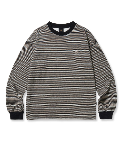 BROWNBREATH(ブラウンブレス)の「TAG TOWEL STRIPE LONGSLEEVE - BLACK(Tシャツ/カットソー・レディース・その他・S/L/M/XL)」の1枚目の写真