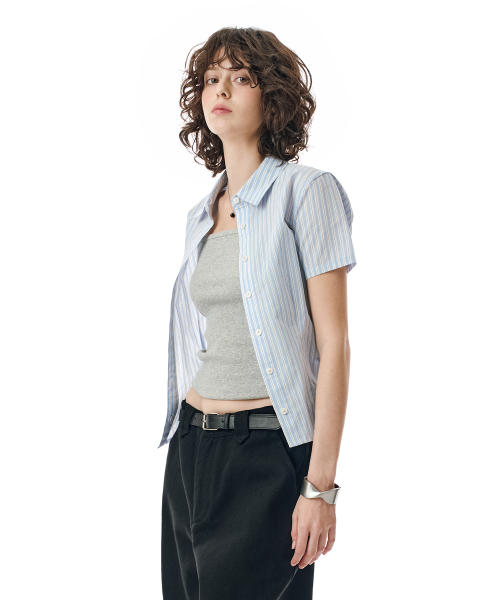 SECONDMONO（セカンドモノローグ）の「W. Stripe Slim Half Shirt [SKYBLUE]_SEWSH001SKYBLUE（シャツ/ブラウス・レディース・その他・S/M）」の6枚目の写真