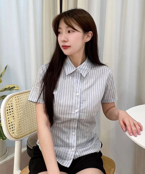 SECONDMONO（セカンドモノローグ）の「W. Stripe Slim Half Shirt [SKYBLUE]_SEWSH001SKYBLUE（シャツ/ブラウス・レディース・その他・S/M）」の12枚目の写真