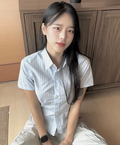 SECONDMONO（セカンドモノローグ）の「W. Stripe Slim Half Shirt [SKYBLUE]_SEWSH001SKYBLUE（シャツ/ブラウス・レディース・その他・S/M）」の13枚目の写真