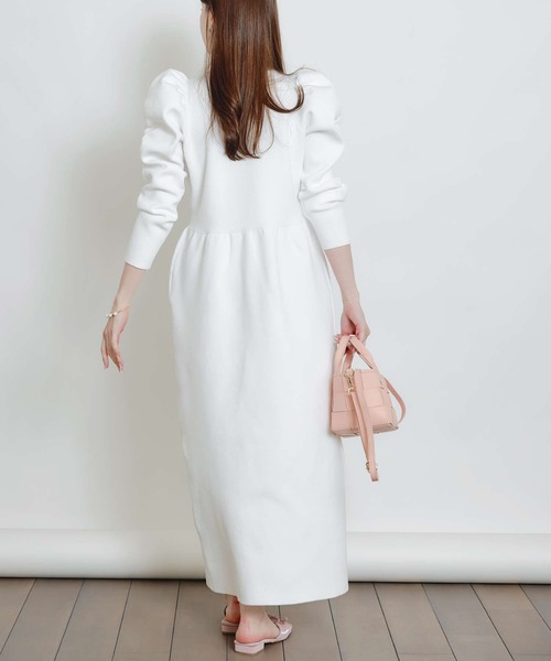 PICCIN PERLA(ピッチンペルラ)の「ギャザースリーブコクーンニットワンピース(ワンピース・レディース・ピンク/ブルー/ブラック/オフホワイト・M)」の12枚目の写真