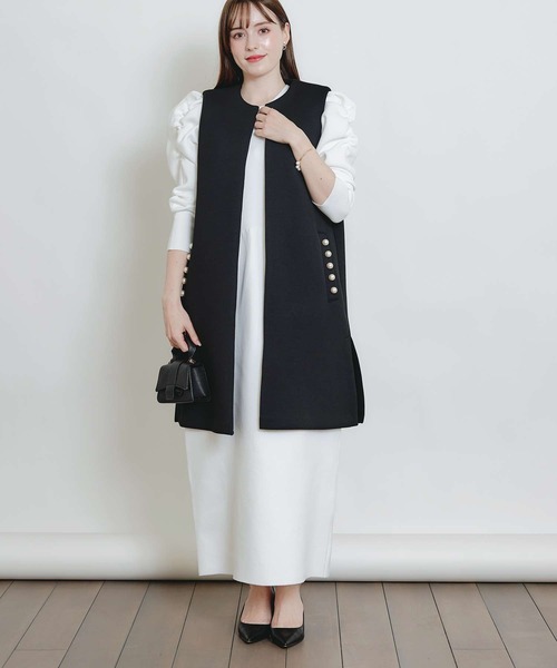PICCIN PERLA(ピッチンペルラ)の「ギャザースリーブコクーンニットワンピース(ワンピース・レディース・ピンク/ブルー/ブラック/オフホワイト・M)」の11枚目の写真