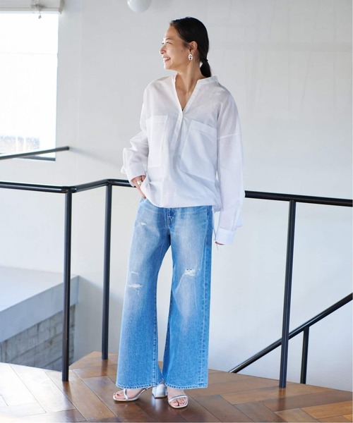 JOURNAL STANDARD（ジャーナルスタンダード）の「《追加》ハードマンズリネンコットンスキッパーシャツ（シャツ/ブラウス・レディース・ホワイト/ブルー/ピンク/チョコ・FREE）」の7枚目の写真