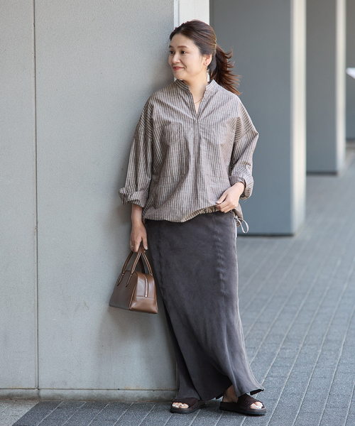 JOURNAL STANDARD（ジャーナルスタンダード）の「《追加》ハードマンズリネンコットンスキッパーシャツ（シャツ/ブラウス・レディース・ホワイト/ブルー/ピンク/チョコ・FREE）」の8枚目の写真