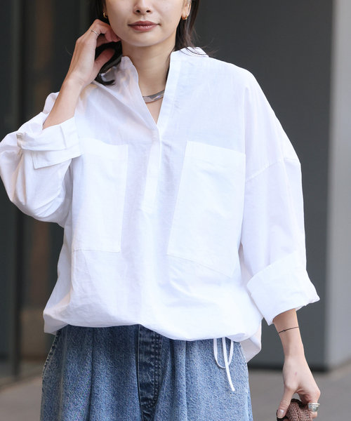 JOURNAL STANDARD（ジャーナルスタンダード）の「《追加》ハードマンズリネンコットンスキッパーシャツ（シャツ/ブラウス・レディース・ホワイト/ブルー/ピンク/チョコ・FREE）」の22枚目の写真