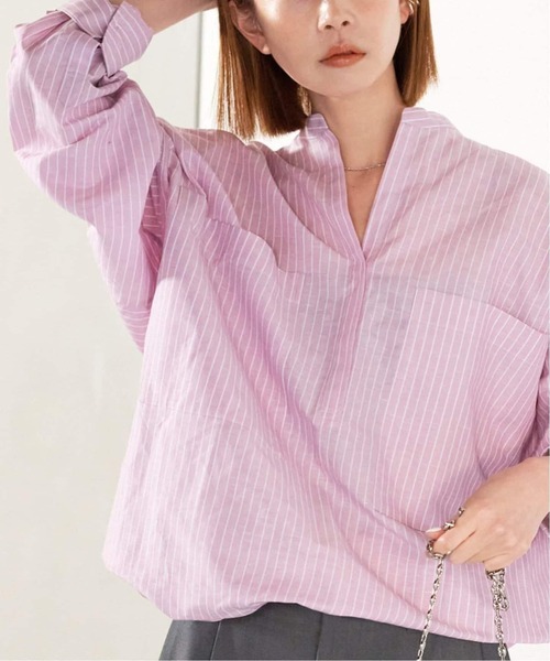 JOURNAL STANDARD（ジャーナルスタンダード）の「《追加》ハードマンズリネンコットンスキッパーシャツ（シャツ/ブラウス・レディース・ホワイト/ブルー/ピンク/チョコ・FREE）」の4枚目の写真