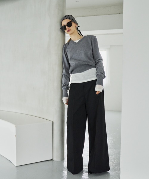 HANNE(アン)の「ワイドフレアパンツ(その他パンツ・レディース・ネイビー/ブラック・S/M)」の14枚目の写真