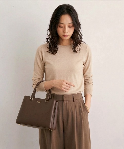 nissen（ニッセン）の「洗えるＵＶカット綿１００％ボートネック７分袖ニット＜大きいサイズ有＞（ニット/セーター・レディース・グレー/ライラック/ブラック/グレイッシュベージュ/グリーン/ブルー系その他・S/3L/LL/L/M）」の3枚目の写真