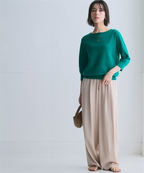 nissen（ニッセン）の「洗えるＵＶカット綿１００％ボートネック７分袖ニット＜大きいサイズ有＞（ニット/セーター・レディース・グレー/ライラック/ブラック/グレイッシュベージュ/グリーン/ブルー系その他・S/3L/LL/L/M）」の18枚目の写真