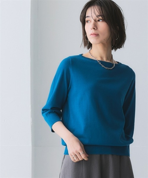 nissen（ニッセン）の「洗えるＵＶカット綿１００％ボートネック７分袖ニット＜大きいサイズ有＞（ニット/セーター・レディース・グレー/ライラック/ブラック/グレイッシュベージュ/グリーン/ブルー系その他・S/3L/LL/L/M）」の20枚目の写真