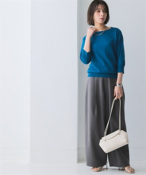 nissen（ニッセン）の「洗えるＵＶカット綿１００％ボートネック７分袖ニット＜大きいサイズ有＞（ニット/セーター・レディース・グレー/ライラック/ブラック/グレイッシュベージュ/グリーン/ブルー系その他・S/3L/LL/L/M）」の21枚目の写真