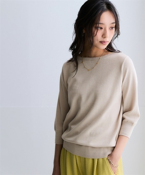 nissen（ニッセン）の「洗えるＵＶカット綿１００％ボートネック７分袖ニット＜大きいサイズ有＞（ニット/セーター・レディース・グレー/ライラック/ブラック/グレイッシュベージュ/グリーン/ブルー系その他・S/3L/LL/L/M）」の13枚目の写真