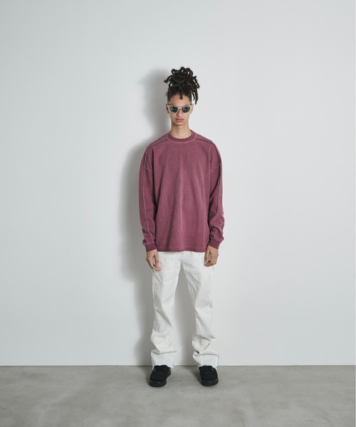 BLANK HOTEL(ブランクホテル)の「Inside-Out Waffle Long Sleeve Tee / インサイドアウトワッフルロングスリーブT(Tシャツ/カットソー・メンズ・グレー/ピンク・L/M)」の5枚目の写真