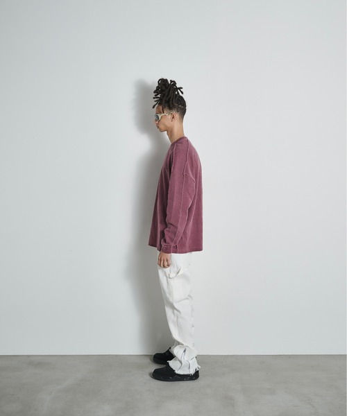 BLANK HOTEL(ブランクホテル)の「Inside-Out Waffle Long Sleeve Tee / インサイドアウトワッフルロングスリーブT(Tシャツ/カットソー・メンズ・グレー/ピンク・L/M)」の6枚目の写真