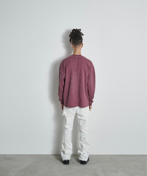 BLANK HOTEL(ブランクホテル)の「Inside-Out Waffle Long Sleeve Tee / インサイドアウトワッフルロングスリーブT(Tシャツ/カットソー・メンズ・グレー/ピンク・L/M)」の7枚目の写真