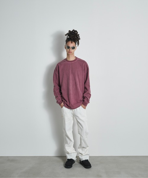 BLANK HOTEL(ブランクホテル)の「Inside-Out Waffle Long Sleeve Tee / インサイドアウトワッフルロングスリーブT(Tシャツ/カットソー・メンズ・グレー/ピンク・L/M)」の8枚目の写真