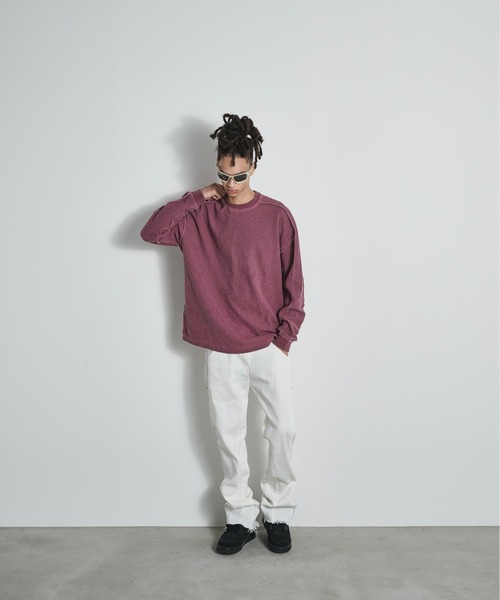 BLANK HOTEL(ブランクホテル)の「Inside-Out Waffle Long Sleeve Tee / インサイドアウトワッフルロングスリーブT(Tシャツ/カットソー・メンズ・グレー/ピンク・L/M)」の9枚目の写真