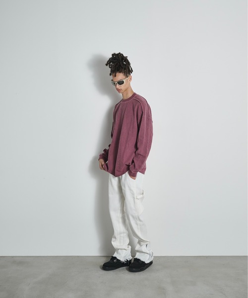BLANK HOTEL(ブランクホテル)の「Inside-Out Waffle Long Sleeve Tee / インサイドアウトワッフルロングスリーブT(Tシャツ/カットソー・メンズ・グレー/ピンク・L/M)」の11枚目の写真