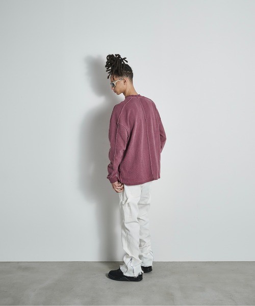 BLANK HOTEL(ブランクホテル)の「Inside-Out Waffle Long Sleeve Tee / インサイドアウトワッフルロングスリーブT(Tシャツ/カットソー・メンズ・グレー/ピンク・L/M)」の12枚目の写真