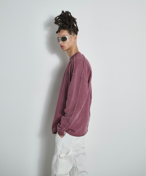 BLANK HOTEL(ブランクホテル)の「Inside-Out Waffle Long Sleeve Tee / インサイドアウトワッフルロングスリーブT(Tシャツ/カットソー・メンズ・グレー/ピンク・L/M)」の4枚目の写真