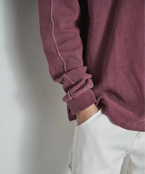 BLANK HOTEL(ブランクホテル)の「Inside-Out Waffle Long Sleeve Tee / インサイドアウトワッフルロングスリーブT(Tシャツ/カットソー・メンズ・グレー/ピンク・L/M)」の14枚目の写真