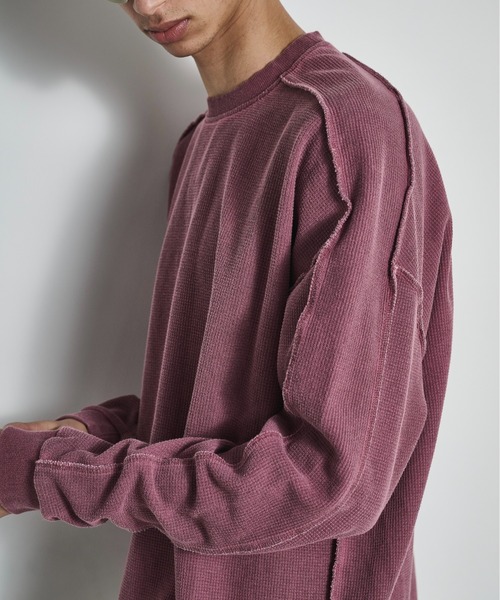 BLANK HOTEL(ブランクホテル)の「Inside-Out Waffle Long Sleeve Tee / インサイドアウトワッフルロングスリーブT(Tシャツ/カットソー・メンズ・グレー/ピンク・L/M)」の15枚目の写真