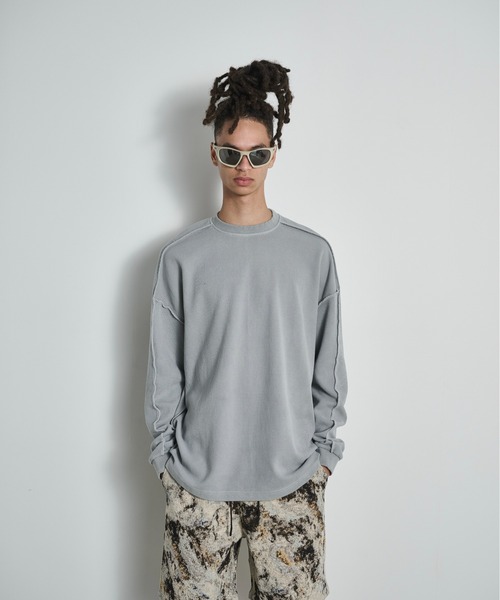 BLANK HOTEL(ブランクホテル)の「Inside-Out Waffle Long Sleeve Tee / インサイドアウトワッフルロングスリーブT(Tシャツ/カットソー・メンズ・グレー/ピンク・L/M)」の16枚目の写真