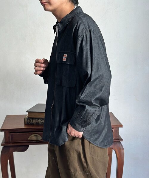 CPCM(シーピーシーエム)の「デニムジップシャツ(シャツ/ブラウス・レディース・ネイビー/ブルー系その他/ブラック/ブルー・MEDIUM/LARGE)」の9枚目の写真