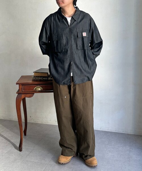 CPCM(シーピーシーエム)の「デニムジップシャツ(シャツ/ブラウス・レディース・ネイビー/ブルー系その他/ブラック/ブルー・MEDIUM/LARGE)」の11枚目の写真