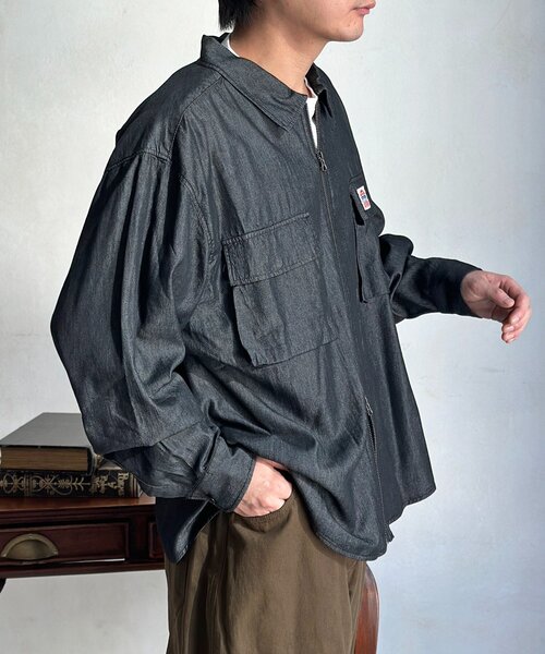 CPCM(シーピーシーエム)の「デニムジップシャツ(シャツ/ブラウス・レディース・ネイビー/ブルー系その他/ブラック/ブルー・MEDIUM/LARGE)」の12枚目の写真