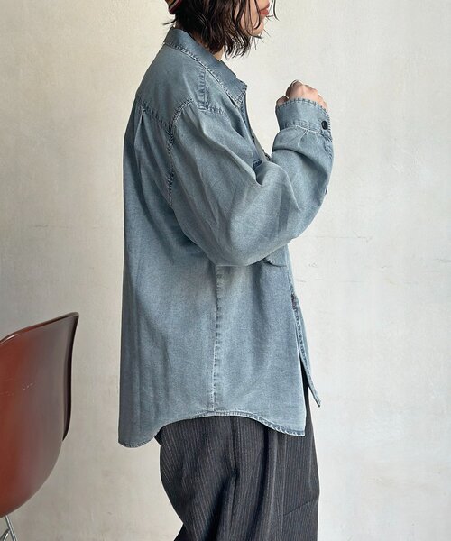 CPCM(シーピーシーエム)の「デニムジップシャツ(シャツ/ブラウス・レディース・ネイビー/ブルー系その他/ブラック/ブルー・MEDIUM/LARGE)」の16枚目の写真