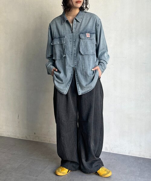 CPCM(シーピーシーエム)の「デニムジップシャツ(シャツ/ブラウス・レディース・ネイビー/ブルー系その他/ブラック/ブルー・MEDIUM/LARGE)」の17枚目の写真