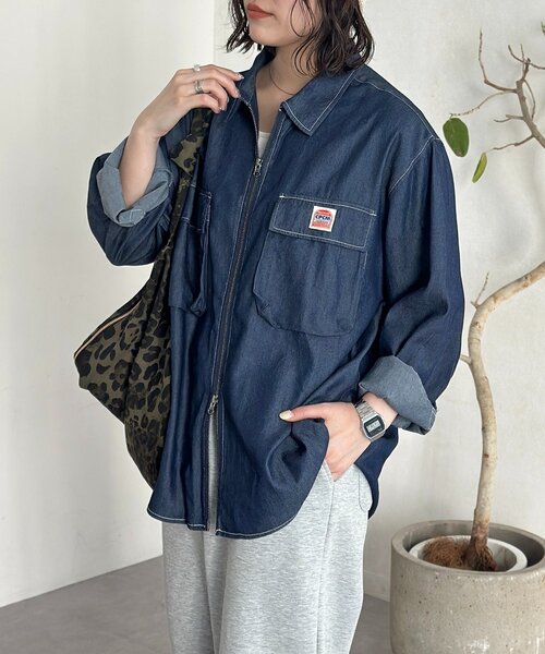 CPCM(シーピーシーエム)の「デニムジップシャツ(シャツ/ブラウス・レディース・ネイビー/ブルー系その他/ブラック/ブルー・MEDIUM/LARGE)」の18枚目の写真