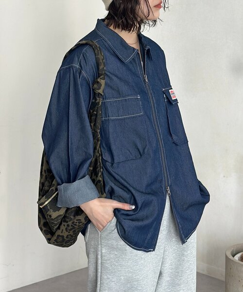 CPCM(シーピーシーエム)の「デニムジップシャツ(シャツ/ブラウス・レディース・ネイビー/ブルー系その他/ブラック/ブルー・MEDIUM/LARGE)」の20枚目の写真