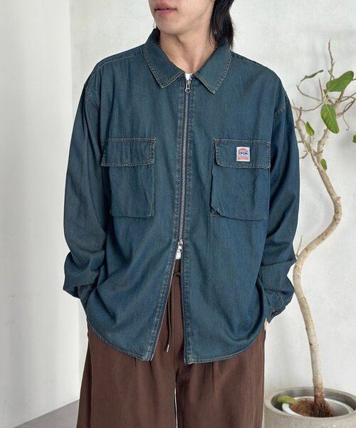 CPCM(シーピーシーエム)の「デニムジップシャツ(シャツ/ブラウス・レディース・ネイビー/ブルー系その他/ブラック/ブルー・MEDIUM/LARGE)」の22枚目の写真