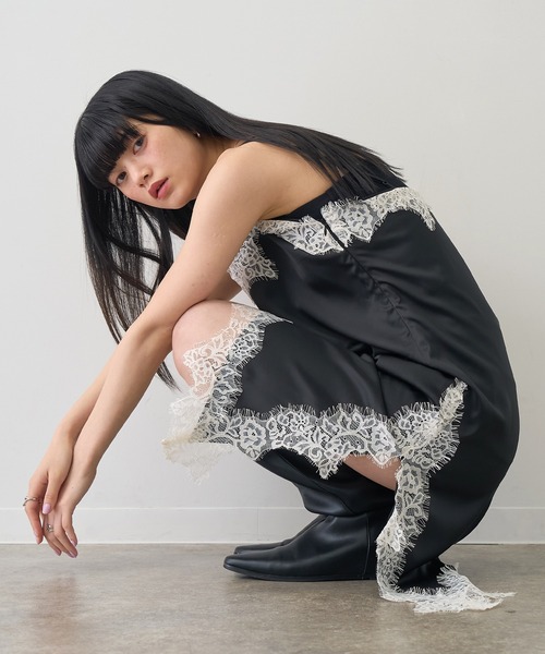 NOGLE/ノグル】サテンレースキャミミニワンピース（ワンピース