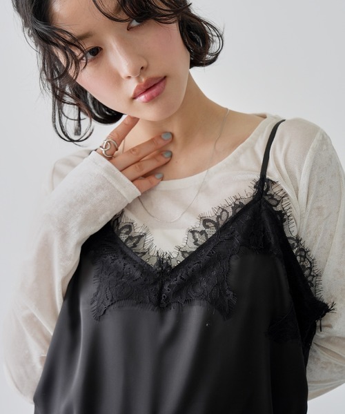 NOGLE（ノグル）の「【NOGLE/ノグル】サテンレースキャミミニワンピース（ワンピース・レディース・ホワイト/ブラック×ブラック/ブラック×ホワイト・FREE）」の17枚目の写真