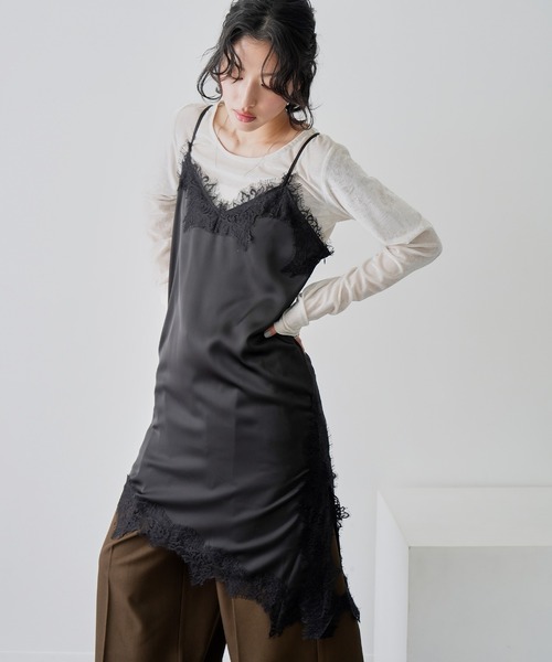 NOGLE（ノグル）の「【NOGLE/ノグル】サテンレースキャミミニワンピース（ワンピース・レディース・ホワイト/ブラック×ブラック/ブラック×ホワイト・FREE）」の16枚目の写真