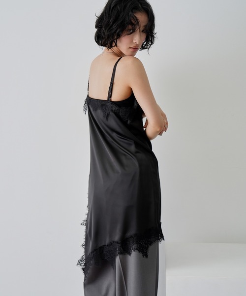 NOGLE（ノグル）の「【NOGLE/ノグル】サテンレースキャミミニワンピース（ワンピース・レディース・ホワイト/ブラック×ブラック/ブラック×ホワイト・FREE）」の6枚目の写真