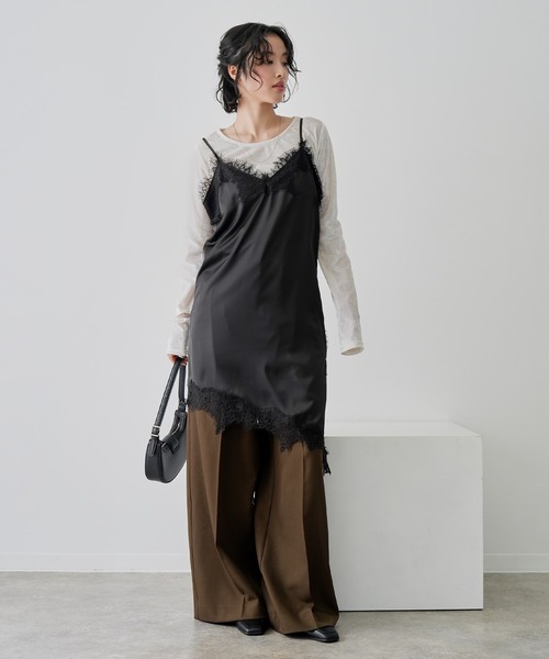 NOGLE（ノグル）の「【NOGLE/ノグル】サテンレースキャミミニワンピース（ワンピース・レディース・ホワイト/ブラック×ブラック/ブラック×ホワイト・FREE）」の18枚目の写真