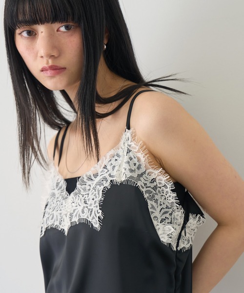 NOGLE（ノグル）の「【NOGLE/ノグル】サテンレースキャミミニワンピース（ワンピース・レディース・ホワイト/ブラック×ブラック/ブラック×ホワイト・FREE）」の20枚目の写真